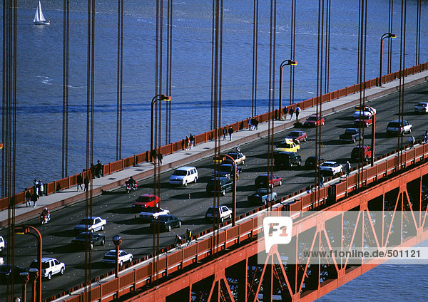 California  San Francsico  section of Golden Gate Bridge with traffic