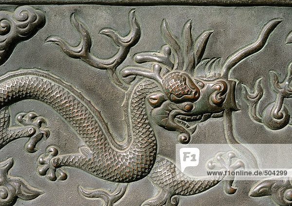 China  Beijing  Forbidden City  bas relief of dragon  close-up