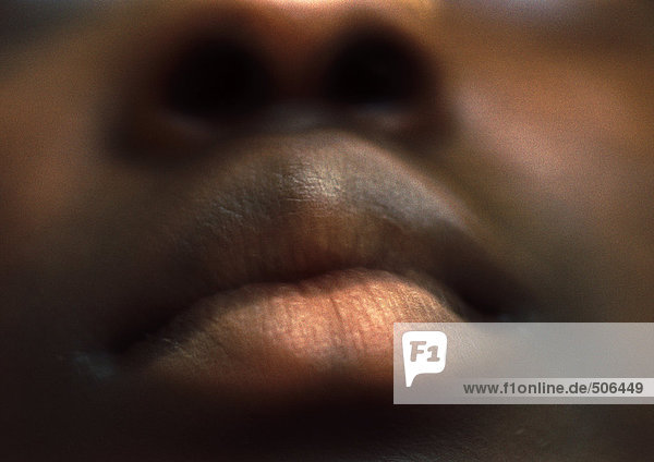 Close up of woman's mouth  blurry. mouth