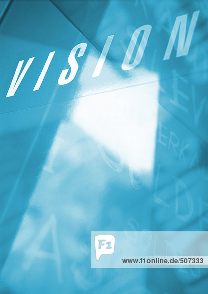 Vision Typografie in Blau und Weiß  Montage