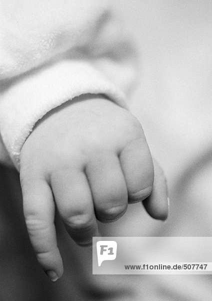 Baby's hand  close-up  b&w