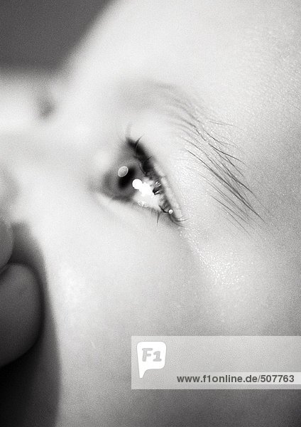 Baby's eye  close-up  b&w