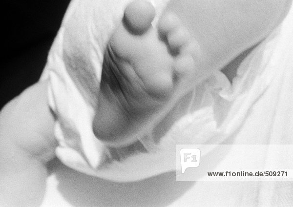 Baby's foot,  close-up,  b&w