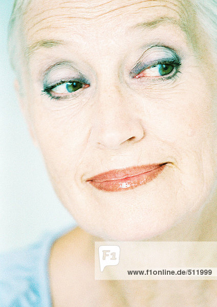 Mature woman looking to the side  close-up  portrait mouth