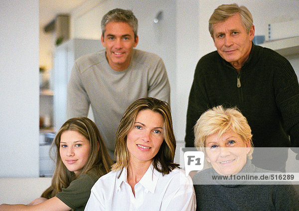 Five people  family portrait