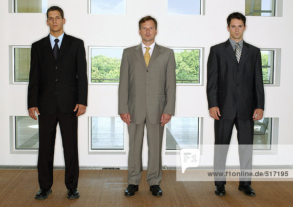 Three businessmen standing in a line