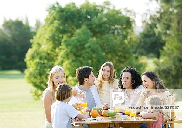 Großfamilie mit Picknick