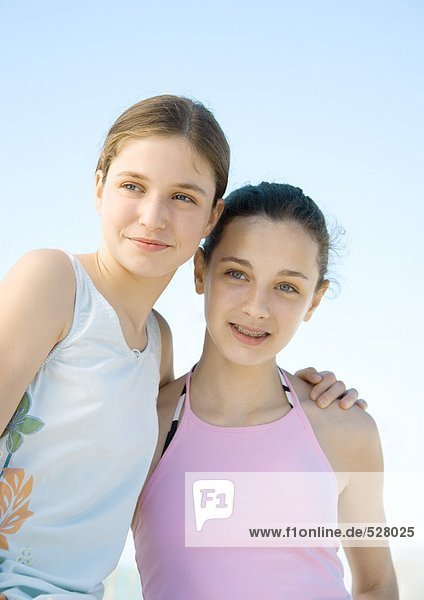 Two preteen girls  portrait