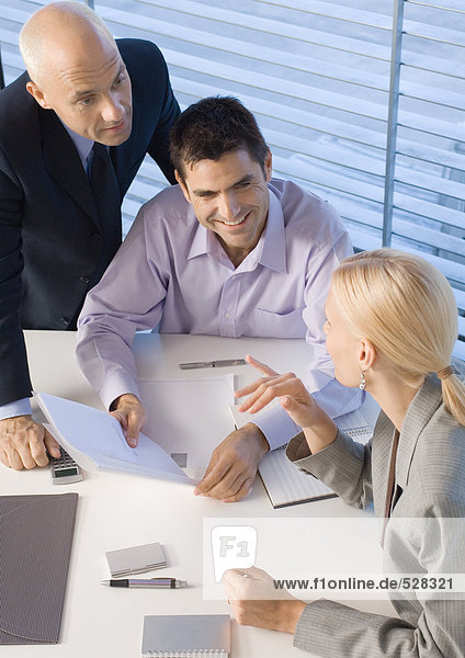 Business executives having discussion  high angle view