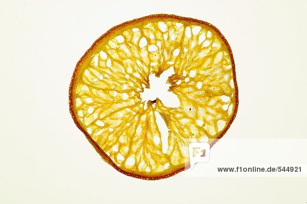 Frittierte Orangenscheibe  durchleuchtet