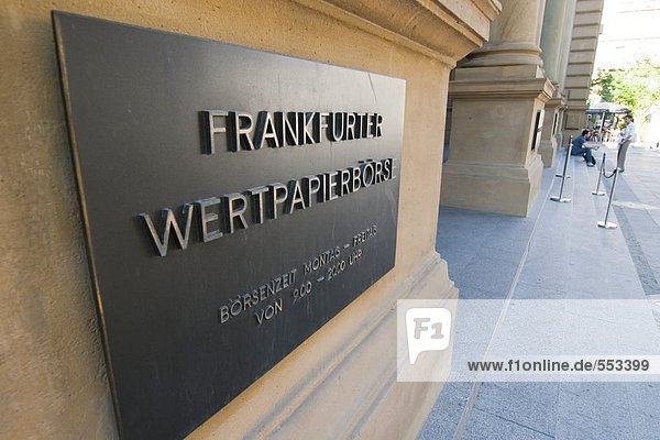 Nahaufnahme-Informationen Zeichen  Frankfurter Börse  Deutschland  Europa