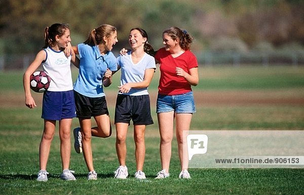 Teen girls after soccer game