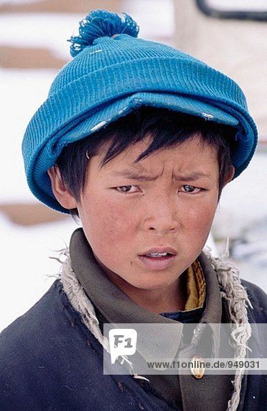 Tibetische junge aus Nam Tso See. Tibet. China
