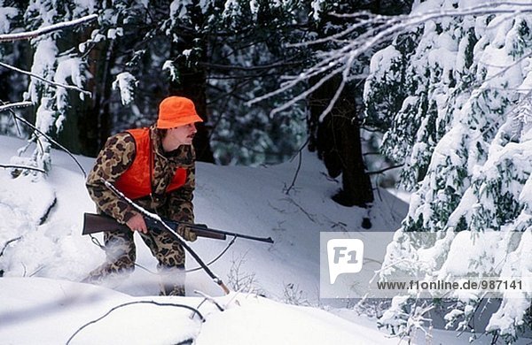 Stalking deer or bear  rifle hunting. USA