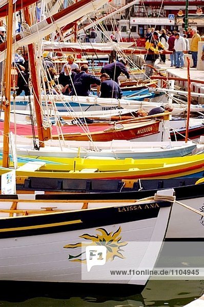 Painted boats in the Port of St. Tropez. St. Tropez. France