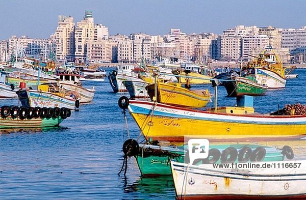 Die Alexandria Bay mit Quaitbay Festung auf der Rueckseite. Alexandria. Ägypten