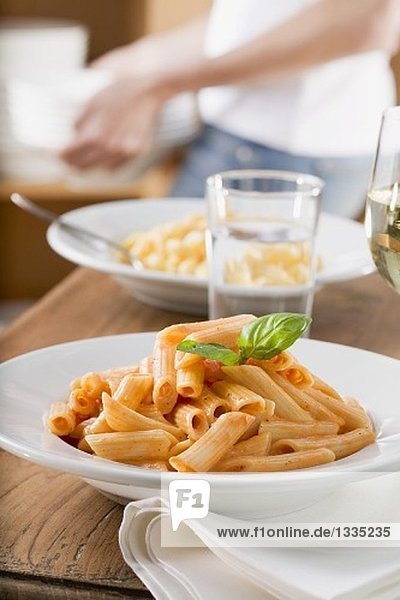 Two pasta dishes