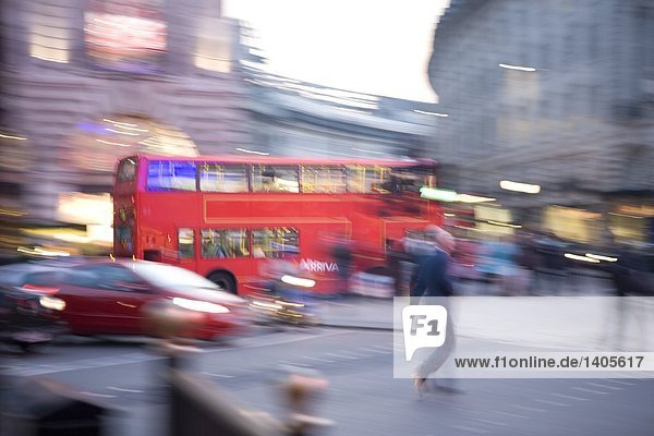 Blurred view of traffic on road in city  Westminster  London  England