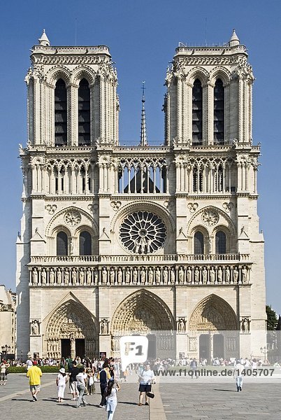 Touristen vor der Kathedrale  Kathedrale Notre Dame  Paris  Frankreich