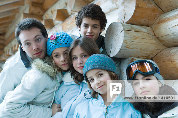 Young friends in ski clothes  portrait
