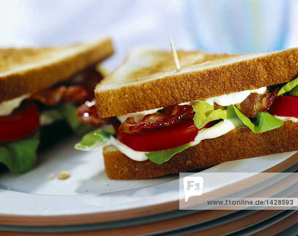 Toast with bacon,  lettuce and tomato