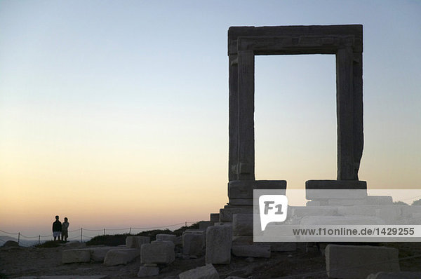 Greece  Naxos  Apollo temple with sunset