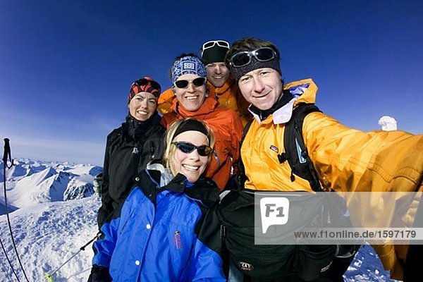 Gruppe von Personen auf einem Berg Ini Lappland Schweden.