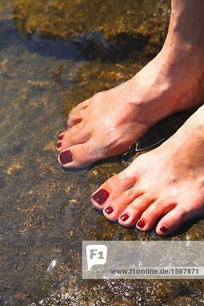 Barefooted at the waters edge Sweden.