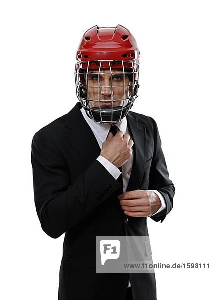 Ein Geschäftsmann mit einem Eishockey Schweden.