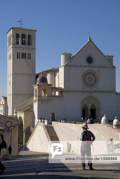 Tourists in basilica  Basilica Of San Francesco D'Assisi  Assisi  Perugia Province  Umbria  Italy