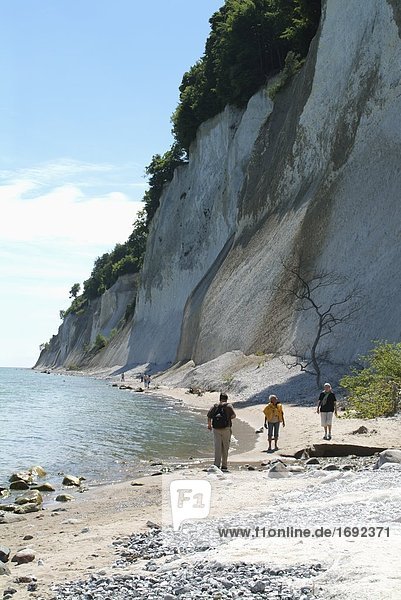 Hikers walking at coast