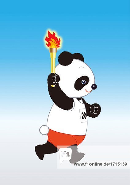 Panda halten eine Fackel