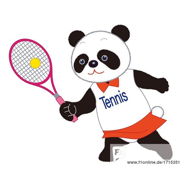 Panda Tennisspieler auf einem Tennisball schwingen