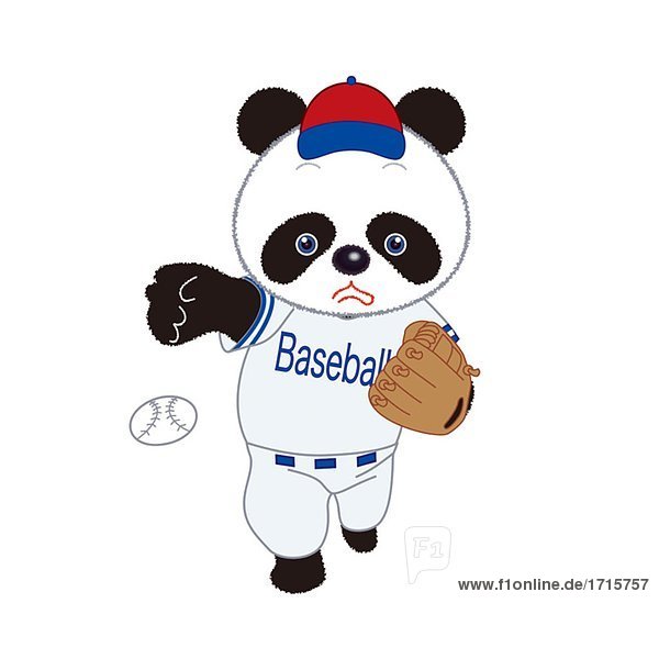 Panda Baseballspieler Pitching ein Baseball