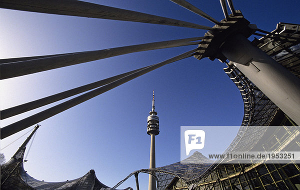 Germany  Bavaria  Munich  Olympiapark with tv tower
