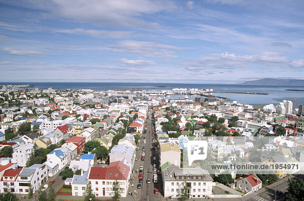 Island,  Reykjavik,  erhöhte Ansicht