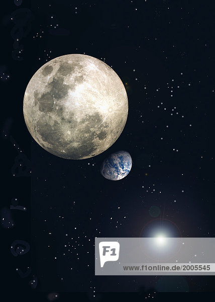 Mond  Erde  Computergrafik