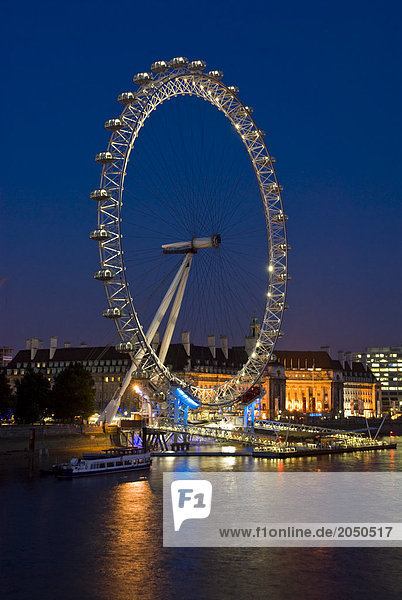Ferris wheel at riverbank  Millennium Wheel  Thames River  City of Westminster  London  Greater London  England
