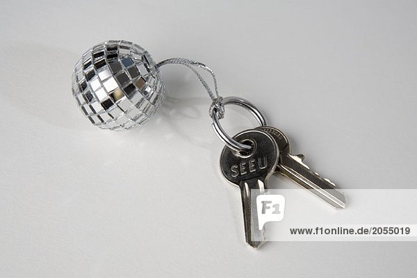 A disco ball key ring and keys