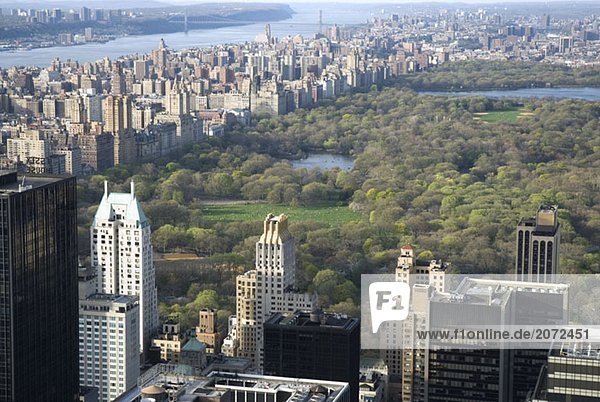 Blick auf den Central Park von Midtown Manhattan,  New York City,  USA