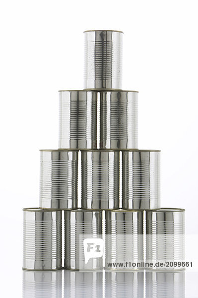 Stack of cans close-up