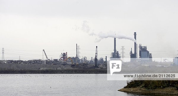 View of steel manufacting plant on Hamilton's industrial coastline