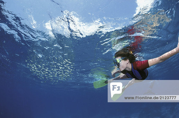 Female diver under water