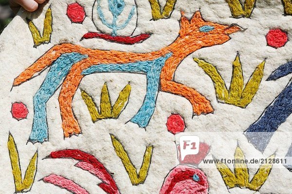Animal  handmade Stickerei auf Wolle Material (Anfang XX Jahrhundert)  Punjab  Pakistan