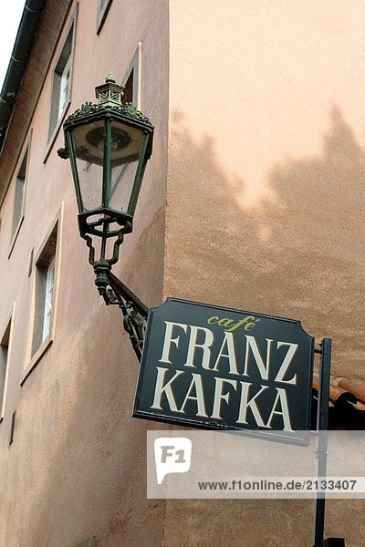 Franz Kafka Coffee-Shop Sign,  Prag. Tschechische Republik