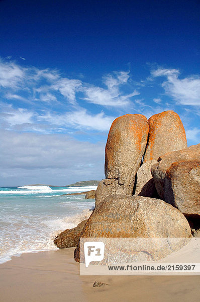 Granite boulders on remote Shelly Beach  Walpole Nornalup National Park  Western Australia