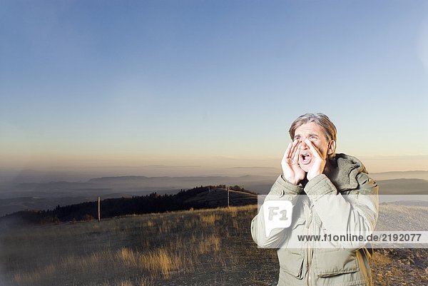 Man shouting.