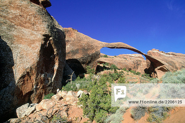 Felsformationen gegen blauen Himmel  Arches Nationalpark  Utah  USA