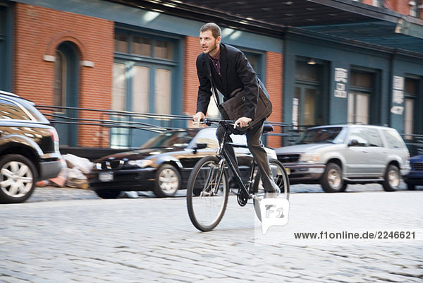 Man riding bicycle