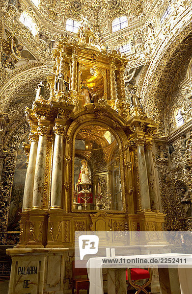 Altar inside cathedral  Capilla del Rosario  Santo Domingo Church  Puebla  Mexico